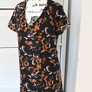 Nine West Women's LARGE Fall Colors Pullover Shift Dress Short Sleeve